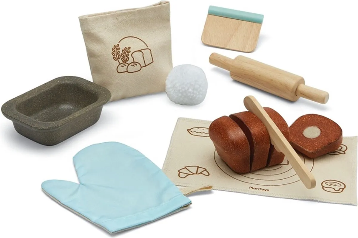 Plan Toys houten brood set speelgoed