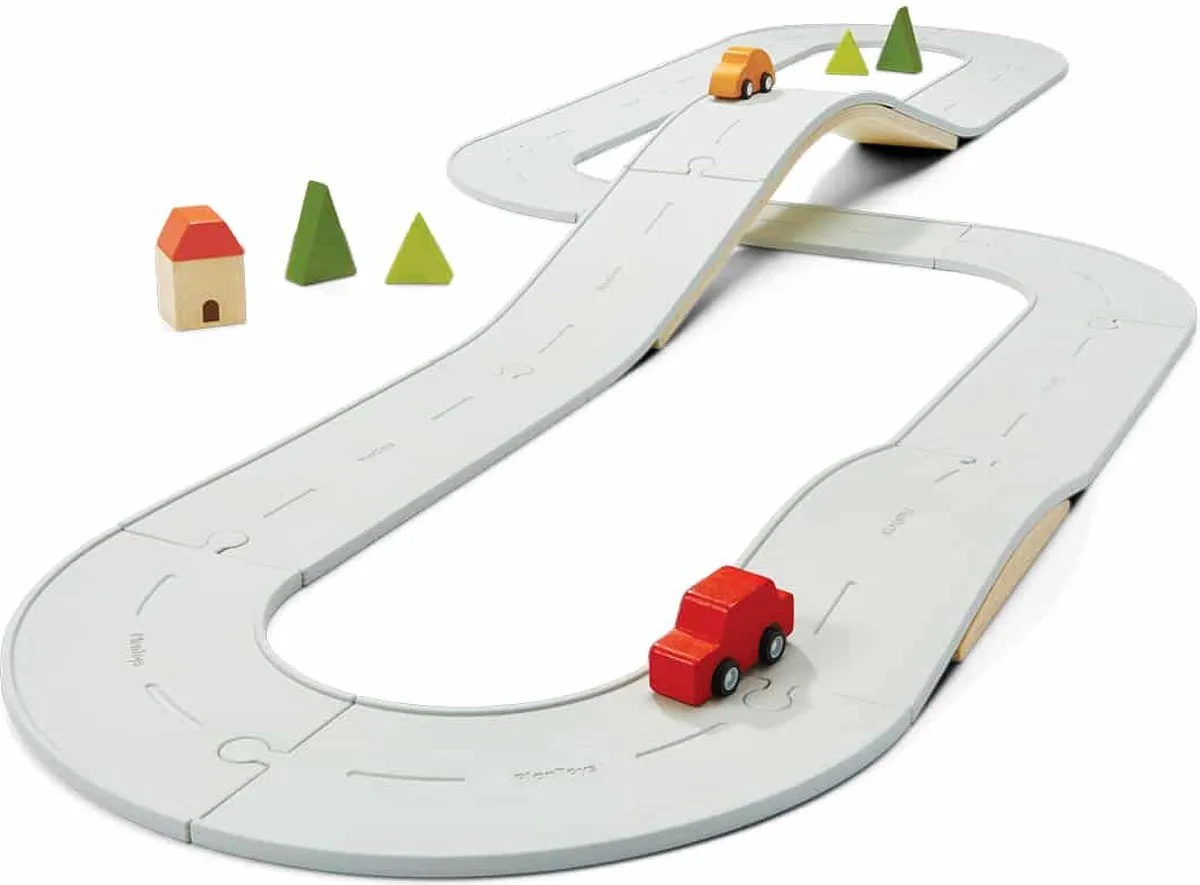 Plan Toys - Rubber Road & Rail - Grote Set speelgoed
