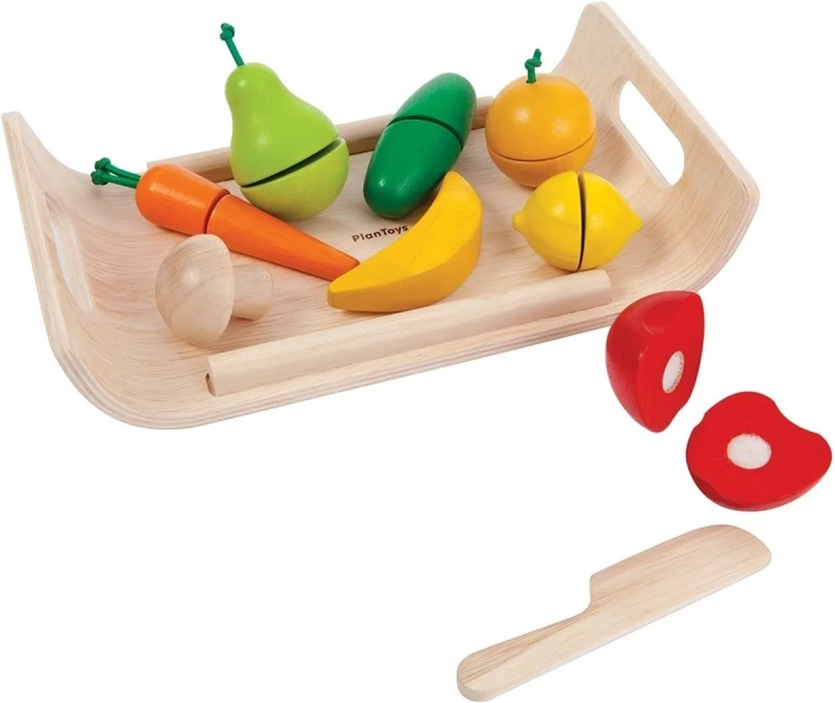 PlanToys Houten Speelgoed Assortiment groenten en fruit speelgoed