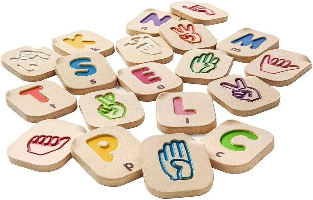 PlanToys Houten Speelgoed Handteken alfabet A-Z speelgoed