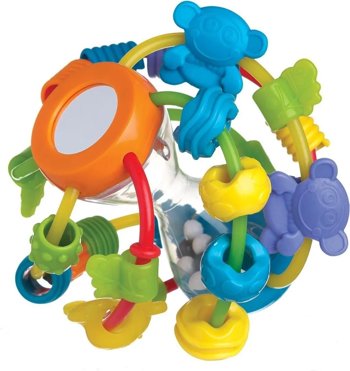 Playgro Speel en leerbal - Grijp- en Bijtspeelgoed - Klikklak geluiden - Spiegeltje - Kralen - Cilinder met rattelende ballen speelgoed