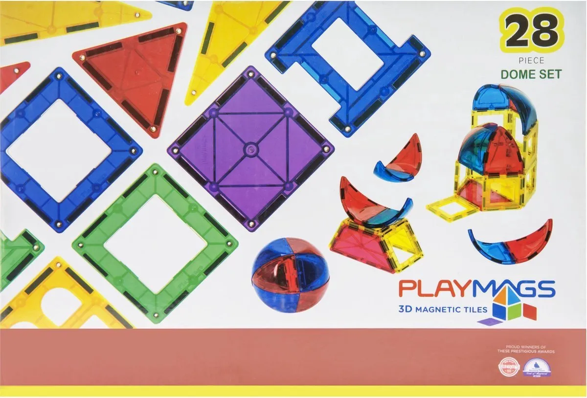 Playmags 3D Magnetische Tegels Dome Set - 28 Delige speelgoed