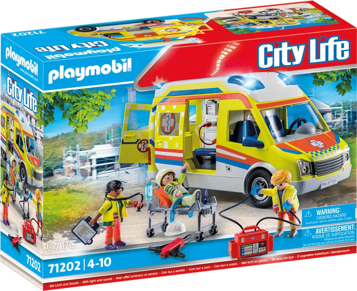 PLAYMOBIL City Life Ambulance met licht en geluid - 71202 speelgoed
