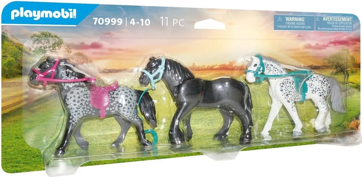 PLAYMOBIL Country 3 paarden: het Friese paard, de Knabstrupper & de Andalusiër - 70999 speelgoed