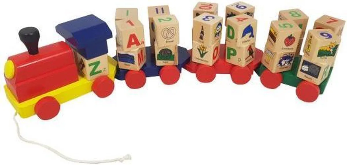 Playwood houten blokkentrein met draaiende blokken speelgoed