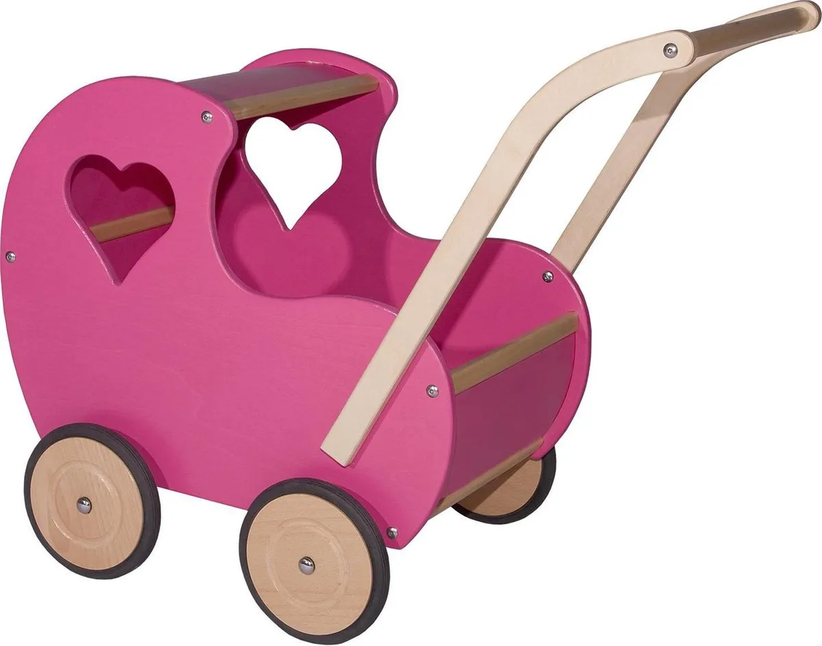 Poppenwagen Hout Roze speelgoed