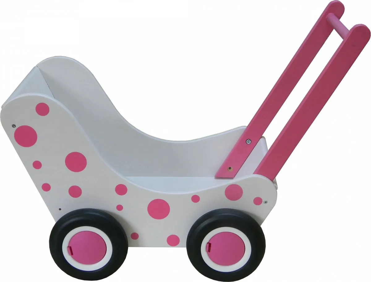 Poppenwagen Stippen - Wit & Roze speelgoed