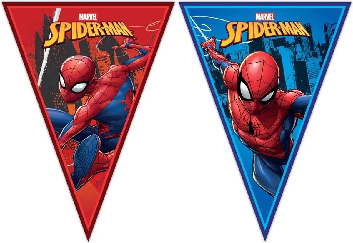 PROCOS - Spiderman vlaggenslinger - Decoratie > Slingers en hangdecoraties 230cm lang speelgoed