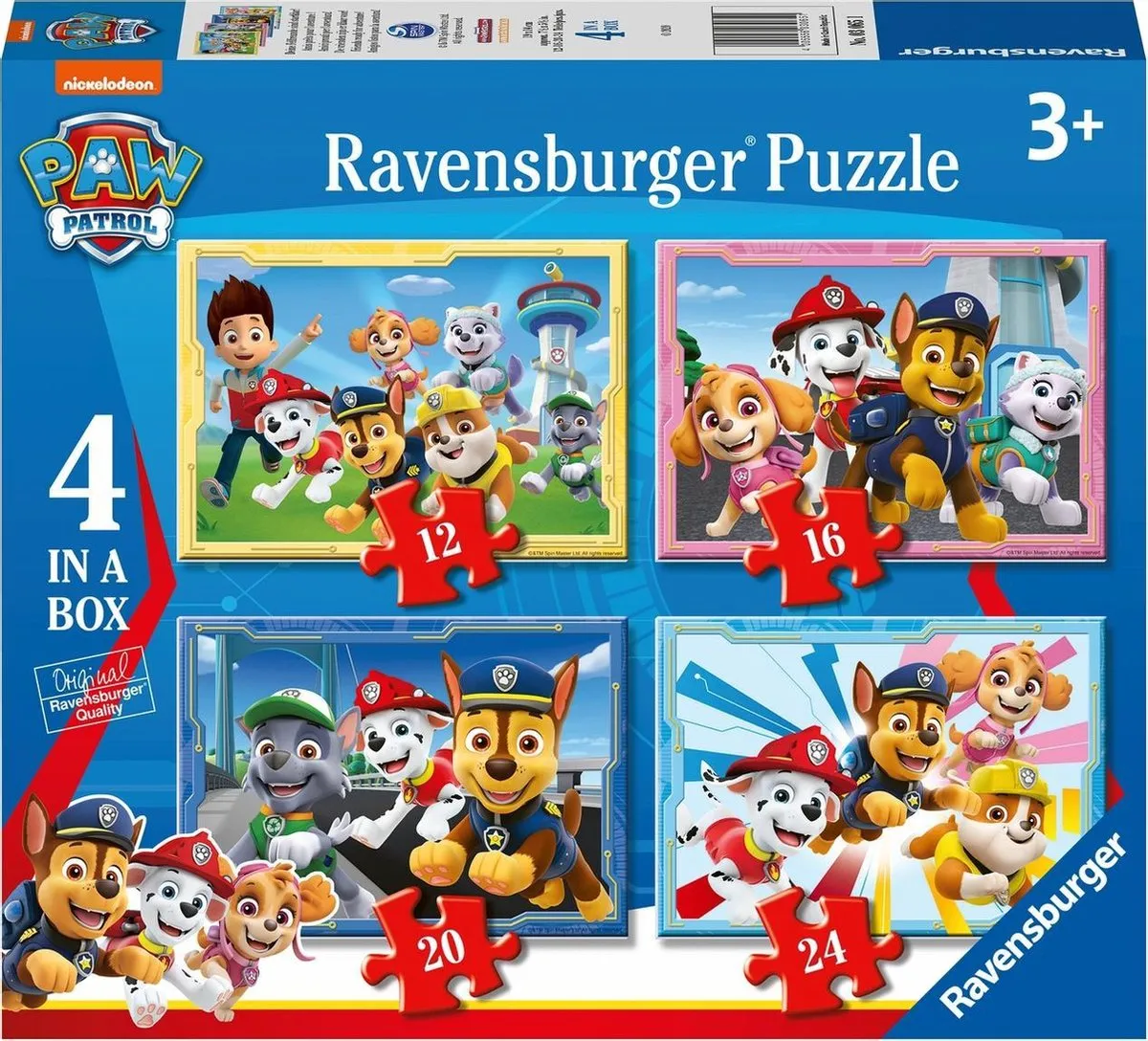 Ravensburger PAW Patrol - Puzzel - 4inbox - 12+16+20+24 stukjes speelgoed