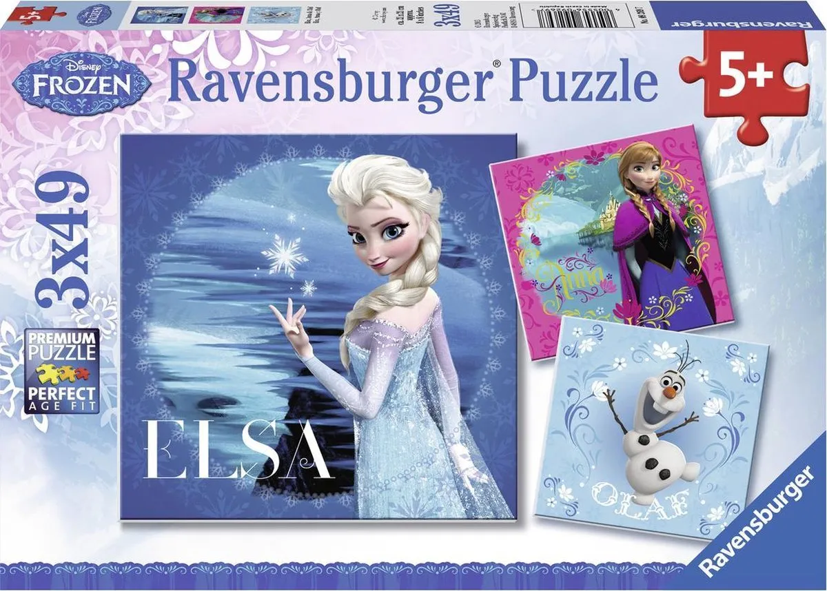Ravensburger puzzel Disney Frozen Elsa, Anna & Olaf - 3x49 stukjes - kinderpuzzel speelgoed