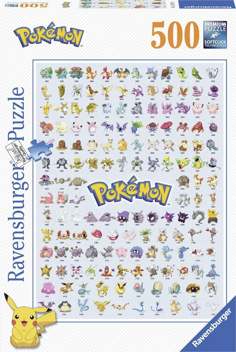 Ravensburger puzzel Eerste generatie Pokémon - legpuzzel - 500 stukjes speelgoed