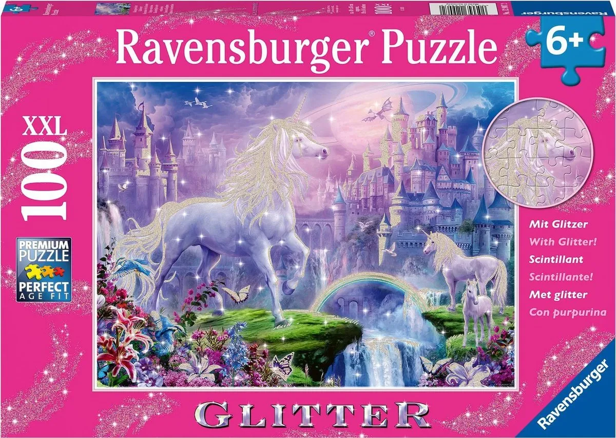 Ravensburger puzzel Koninkrijk van de Eenhoorns (glitter) - Legpuzzel - 100 stukjes speelgoed