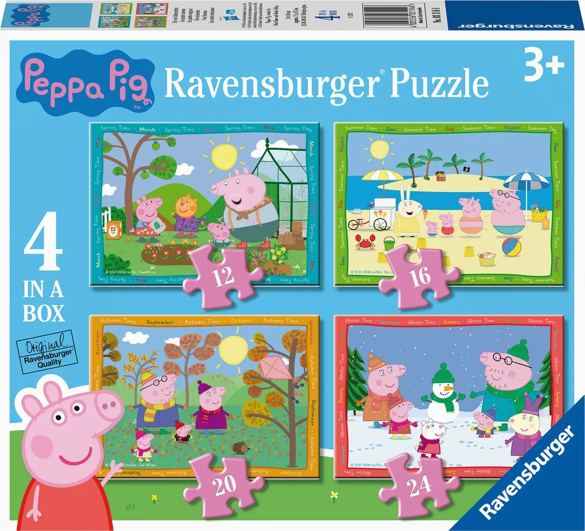 Ravensburger puzzel Peppa Pig: 4 seizoenen - 12+16+20+24 stukjes speelgoed