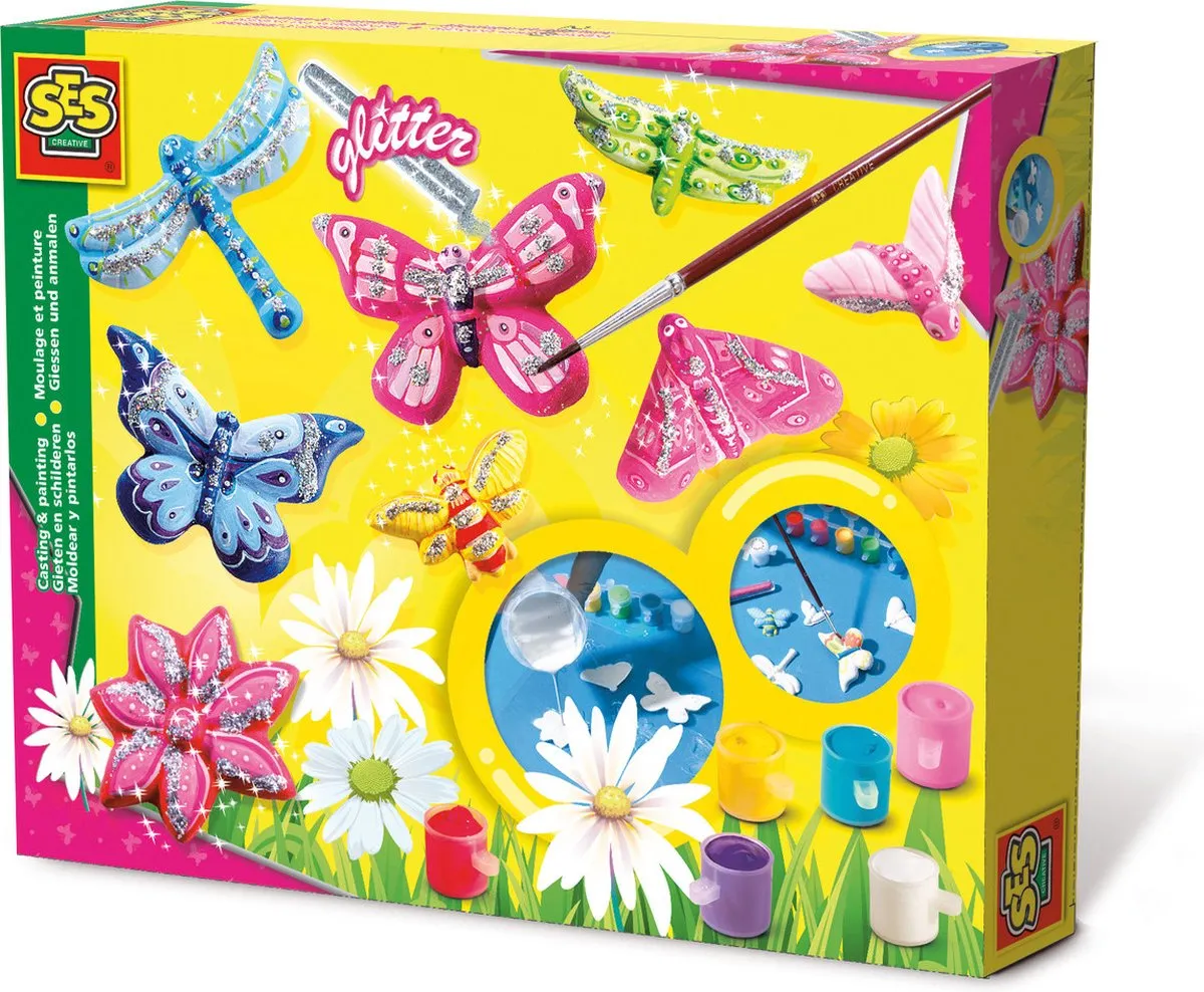SES - Gieten en schilderen - Vlinders en glitter speelgoed