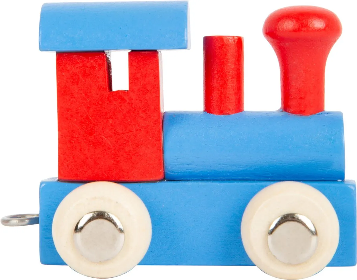 Small Foot Locomotief Hout Rood/blauw 7 X 3 X 5,5 Cm speelgoed