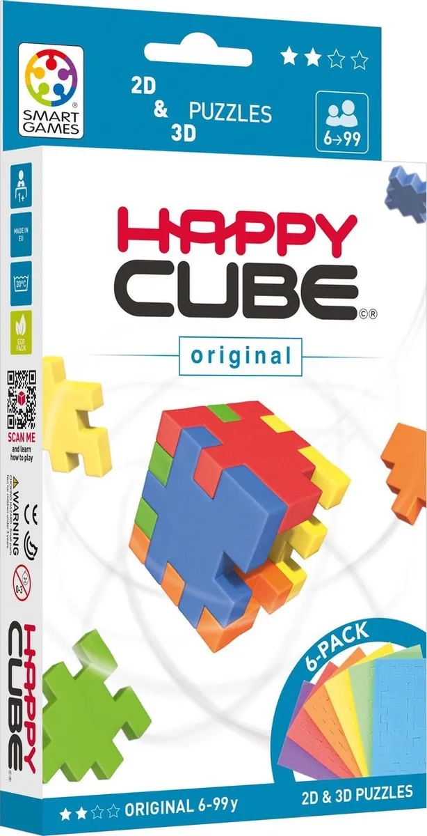 SmartGames Happy Cube - Original 6 puzzels - 3D - Kubus - Educatief speelgoed