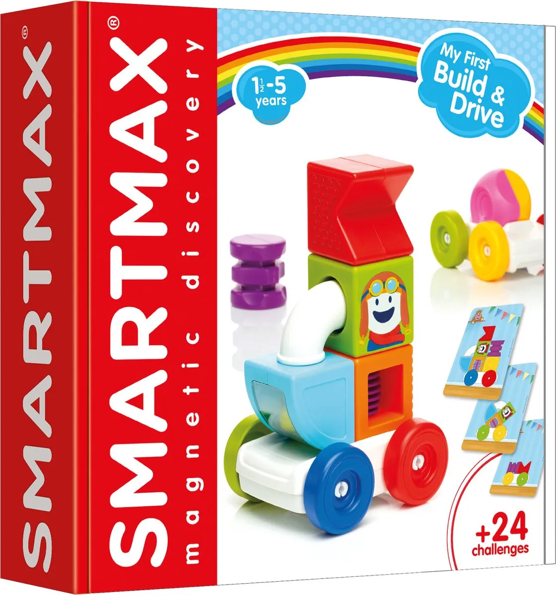 SmartMax Build & Roll (44 pcs) STEM Magnetic Discovery Building Set Ages 3+