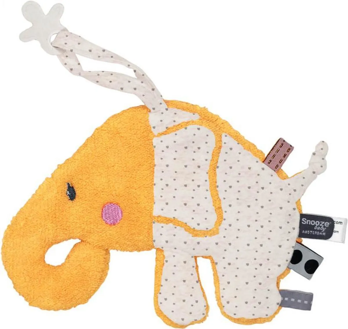 Snoozebaby knuffelolifantje Elly Elephant - met labeltjes - Bumblebee oker speelgoed