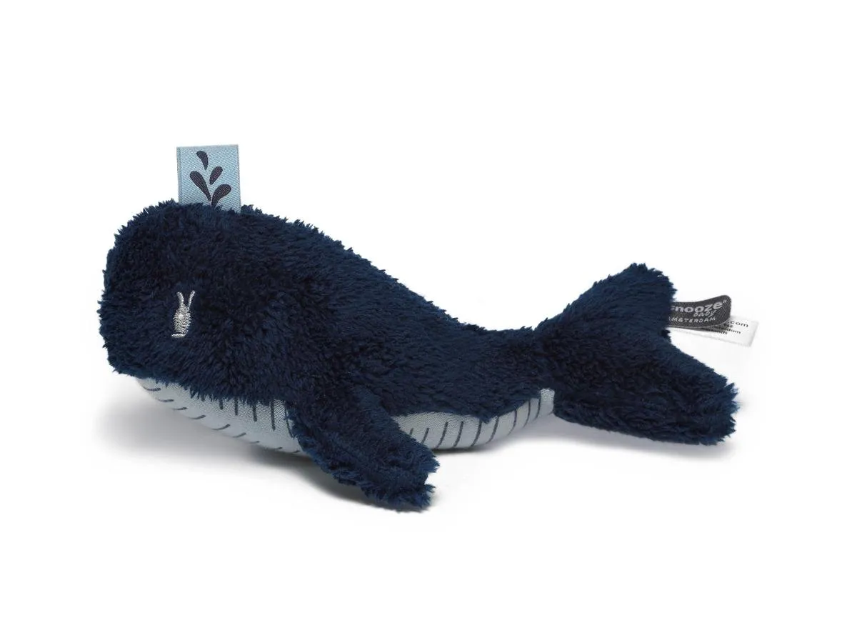 Snoozebaby Wally Walvis - babyknuffel - met labeltje - blauw speelgoed