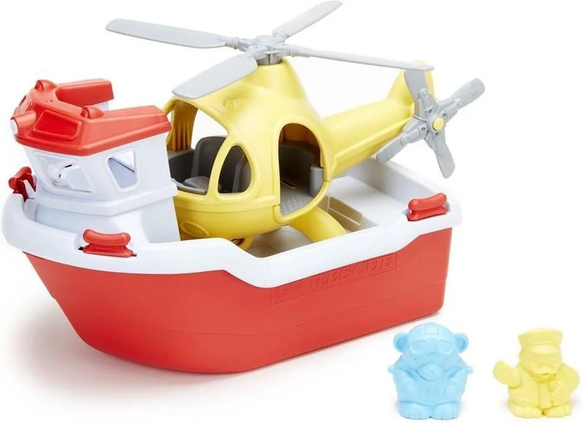 Speelgoed reddingsboot met helicopter - Green Toys speelgoed