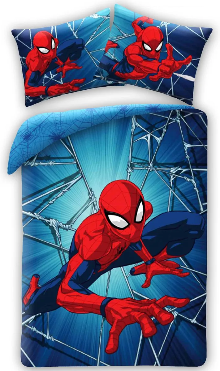 SpiderMan Dekbedovertrek, Web - Eenpersoons - 140 x 200 cm - Katoen speelgoed