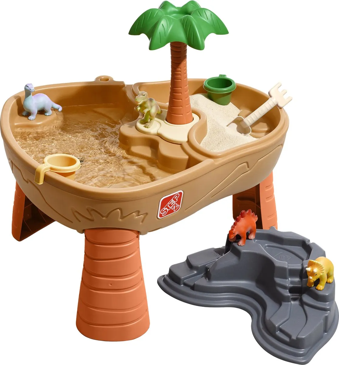 Step2 Dino Dig Zand & Watertafel - Zandtafel voor 15L water en 9 kg zand - Incl. 7 accessoires - Waterspeelgoed voor de tuin / buiten speelgoed