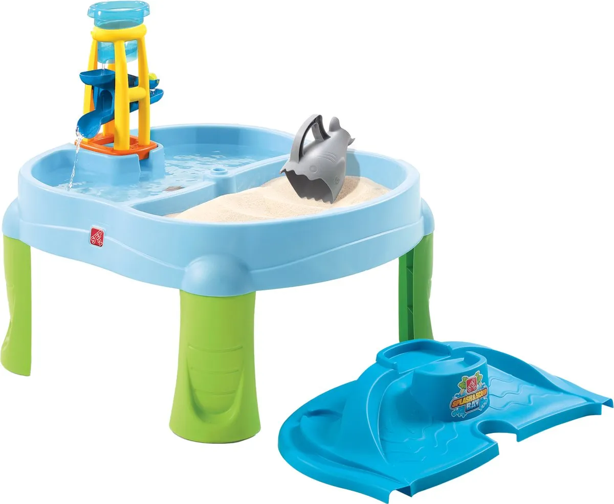 Step2 Splash & Scoop Bay Zand & Watertafel - Met Deksel en 5 accessoires - Waterspeelgoed voor kinderen - Activiteitentafel / Zandtafel voor de tuin / buiten speelgoed