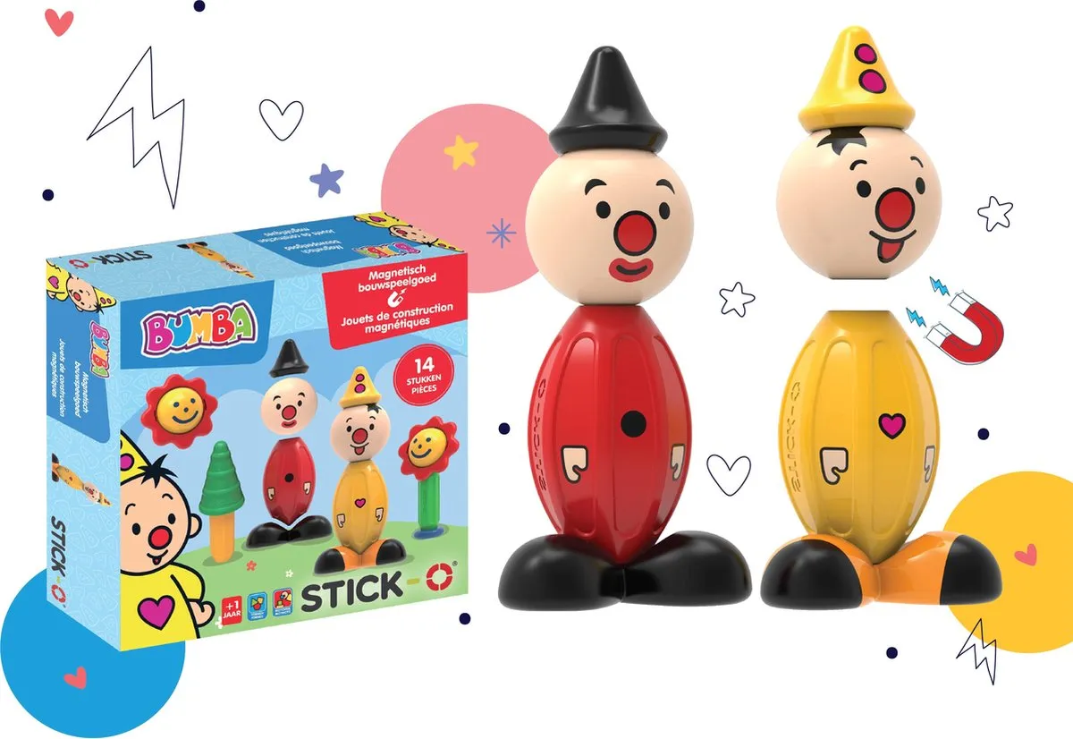 Stick-O Bumba set - magnetisch speelgoed - 5 modellen - speelgoed 1 jaar - peuter speelgoed jongens en meisjes - baby speelgoed - speelgoed jongens 2 jaar speelgoed