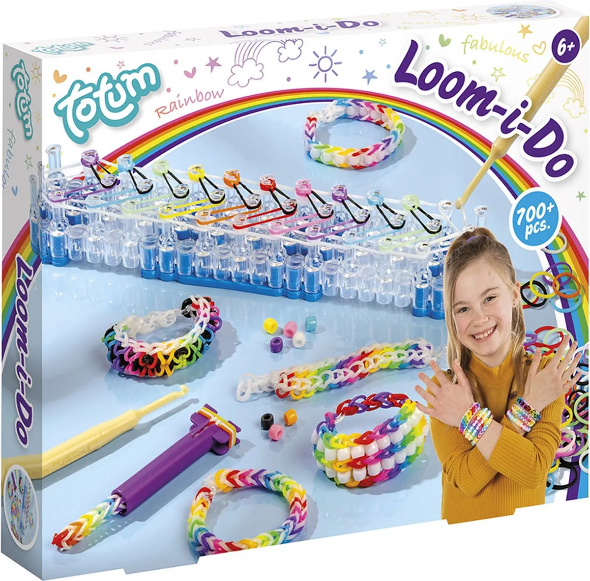 Totum Loom I do - regenboog loomset met tool en loom elastiekjes om armbandjes te maken - complete knutselset speelgoed