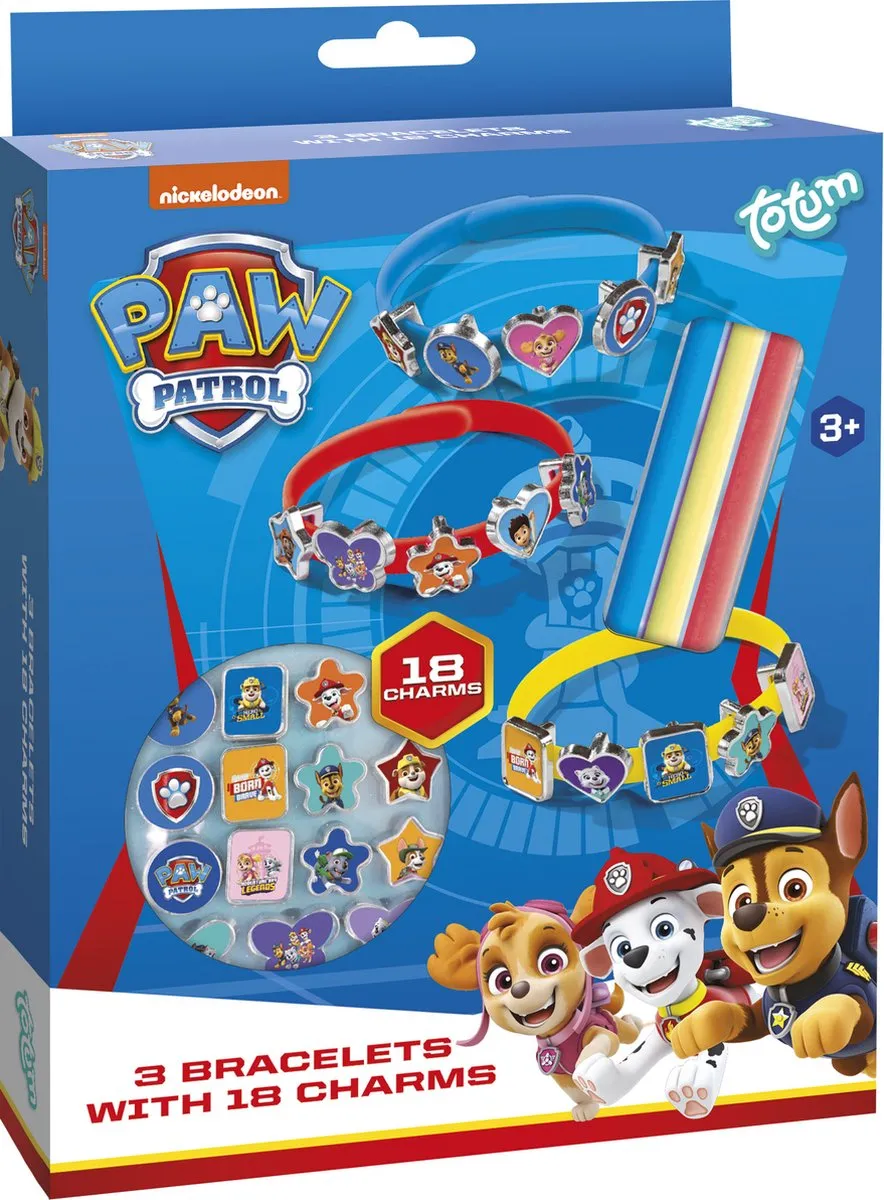 Totum - PAW Patrol sieradenset - 3 armbandjes met 18 schuifbedels maken speelgoed