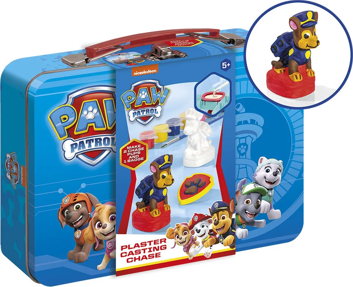 Totum PAW Patrol speelgoed - Gips figuur knutselen- in metalen koffertje - cadeautip speelgoed