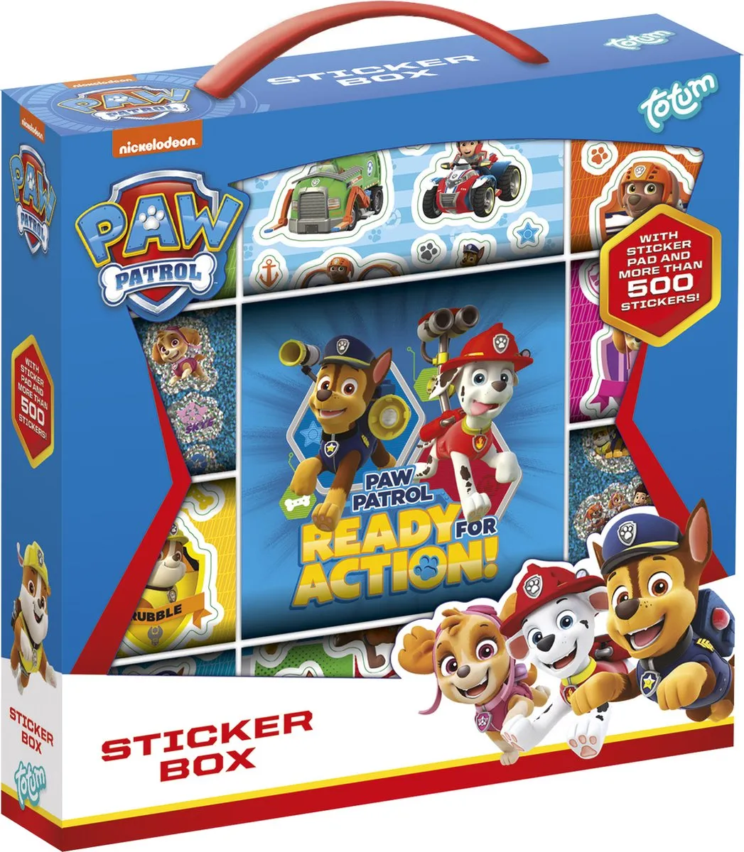 Totum - PAW Patrol - Stickerbox 500+ met 12 rollen stickers inclusief plak- en tekenboekje speelgoed