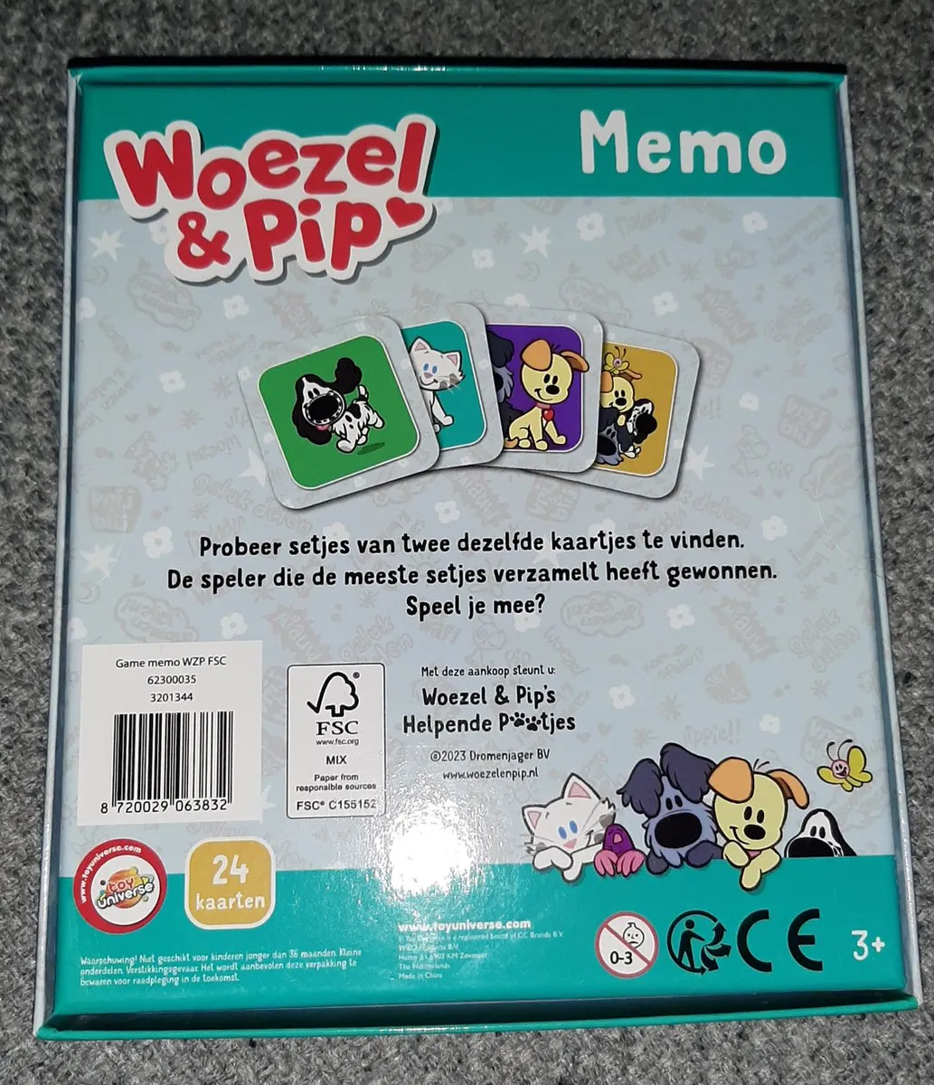 Toy Universe - Woezel en Pip memory - spel - 24 kaarten - memorie peuters en kleuters speelgoed