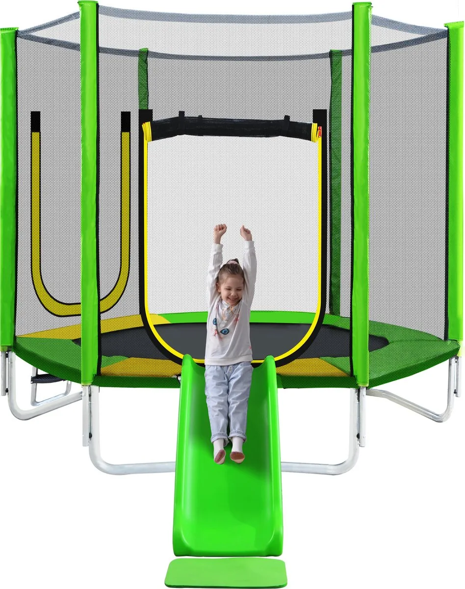 Trampoline voor kinderen - 2,20 breed - Voor binnen en buiten met glijbaan speelgoed