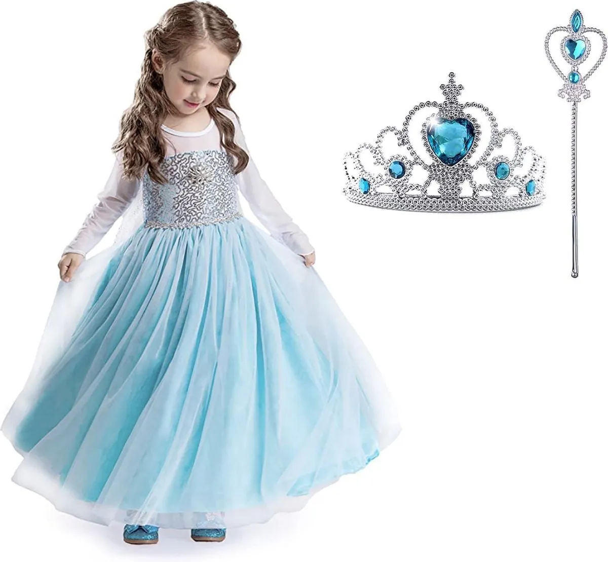 Verkleedkleren meisje - Frozen - Elsa Jurk Sleep - maat 116/122 (130) Prinsessenjurk Meisje speelgoed