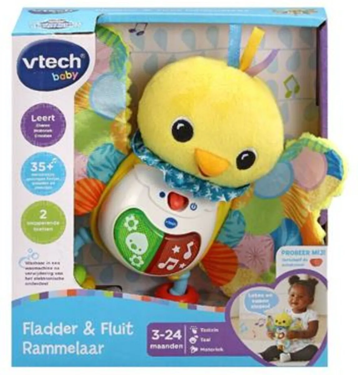 VTech Baby Fladder & Fluit Rammelaar - Educatief Speelgoed - Muziek en Geluiden - Van 3 tot 12 Maanden speelgoed