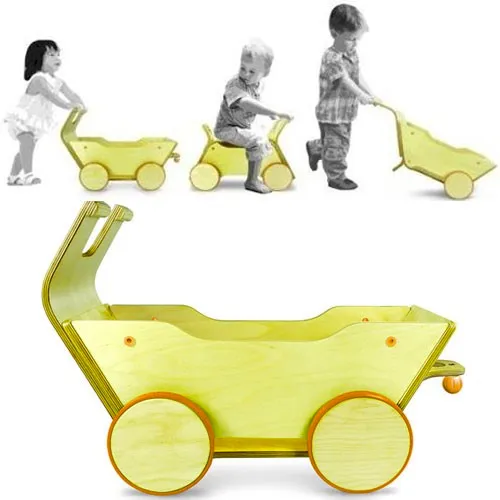 Weerol 3 in 1: Loopwagen, loopfiets en kruiwagen naturel speelgoed