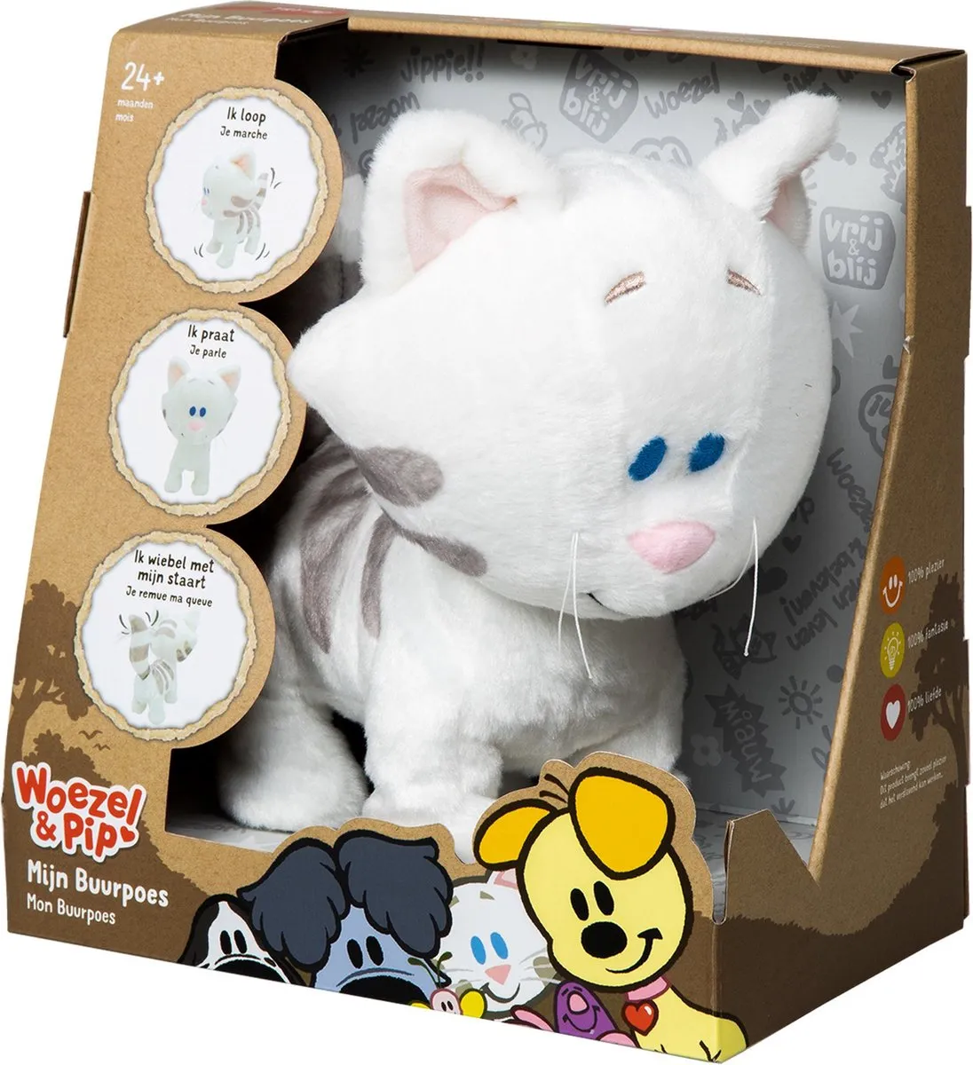 Woezel & Pip Knuffel Buurpoes Interactief 27 Cm Wit speelgoed