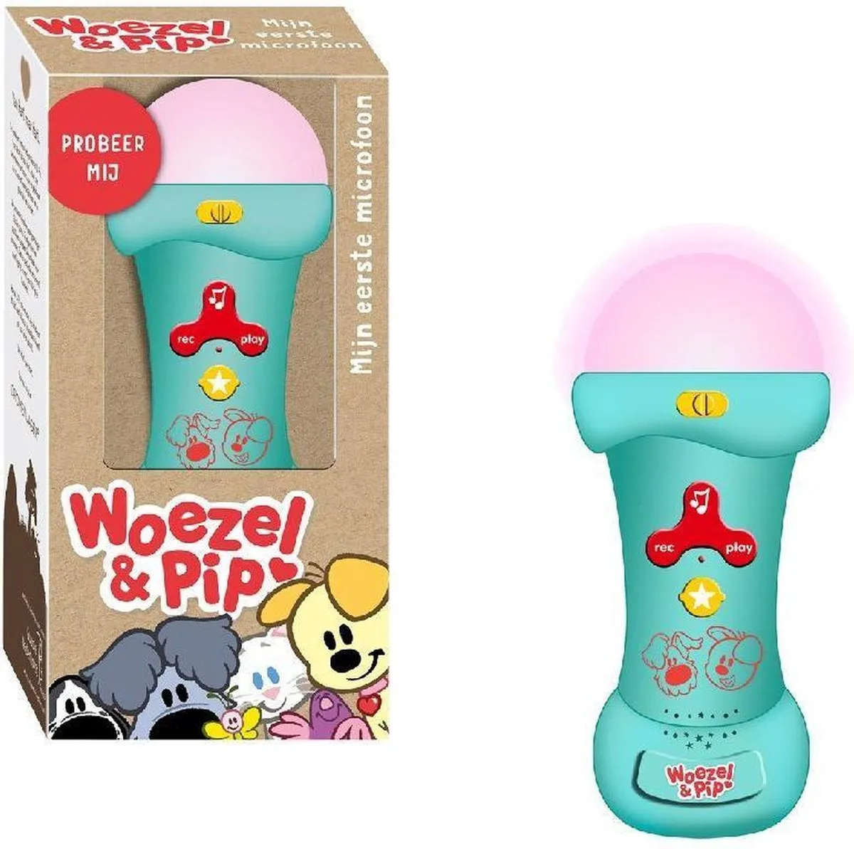 Woezel & Pip Microfoon -  24cm - Blauw/Roze speelgoed