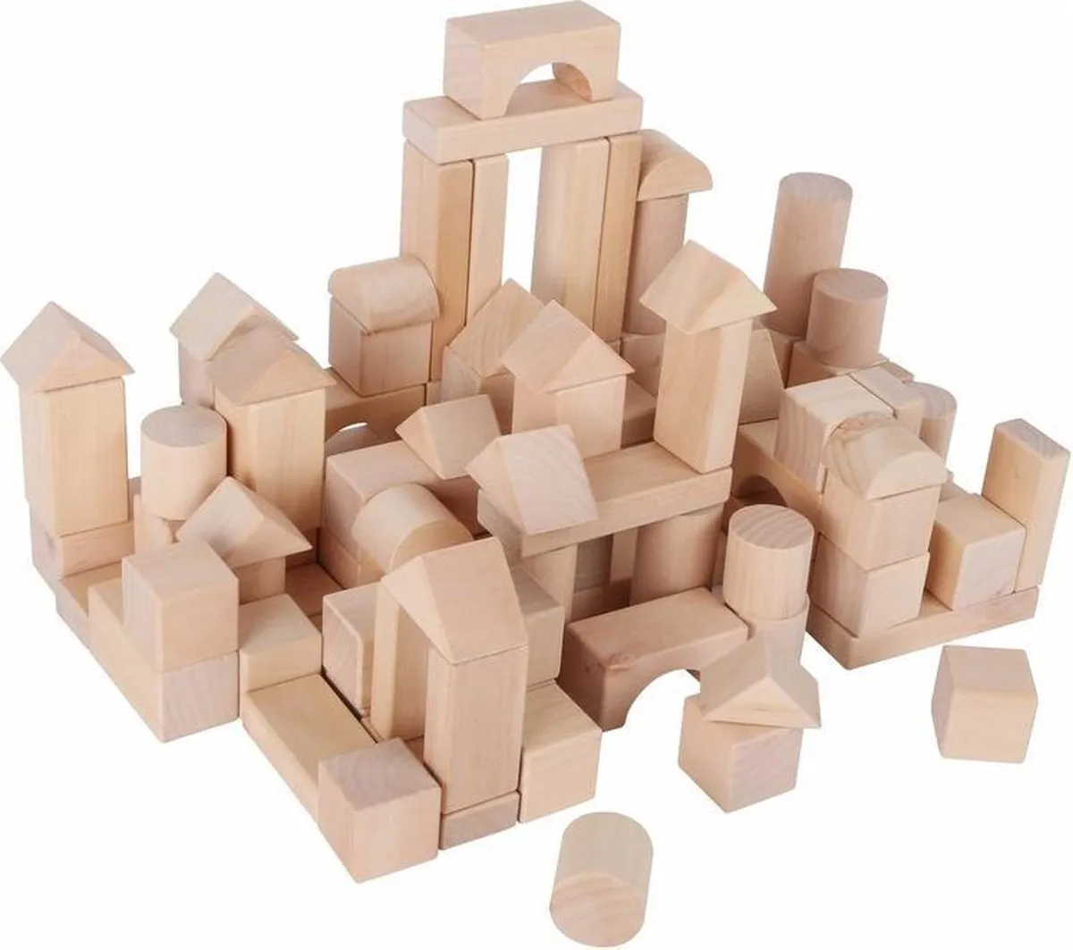 Zak met 100x stuks houten blokken - bouwen constructie speelgoed jongens en meisjes speelgoed