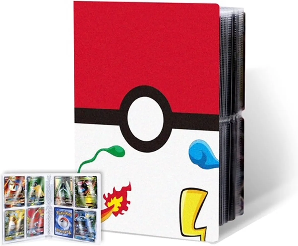 ZIGLA Verzamelmap Geschikt voor Pokémon - Verzamelalbum Voor 240 Kaarten - 4 Pocket - A5 Formaat - 50 Pagina's - Kaartenmap - Wit/rood speelgoed